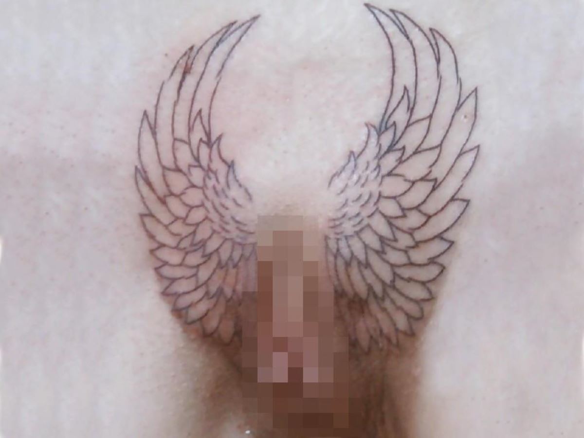 Porn blue hair amateur angel wing tattoo